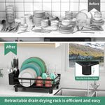 Stainless Steel Dish Drying Rack for Kitchen Counter with Removable Utensil Holder