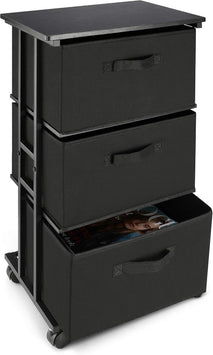 MAX Houser 3-Drawer Dresser Storage Tower for Bedroom, Closet, Office, Black
