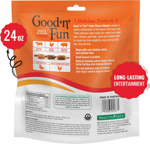 Good 'n' Fun Triple Flavor Kabobs Chews for All Dogs, 24 Ounces, with Beef Hide, Chicken, and Duck