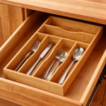 Bamboo Silverware Organizer for Kitchen and Office Use