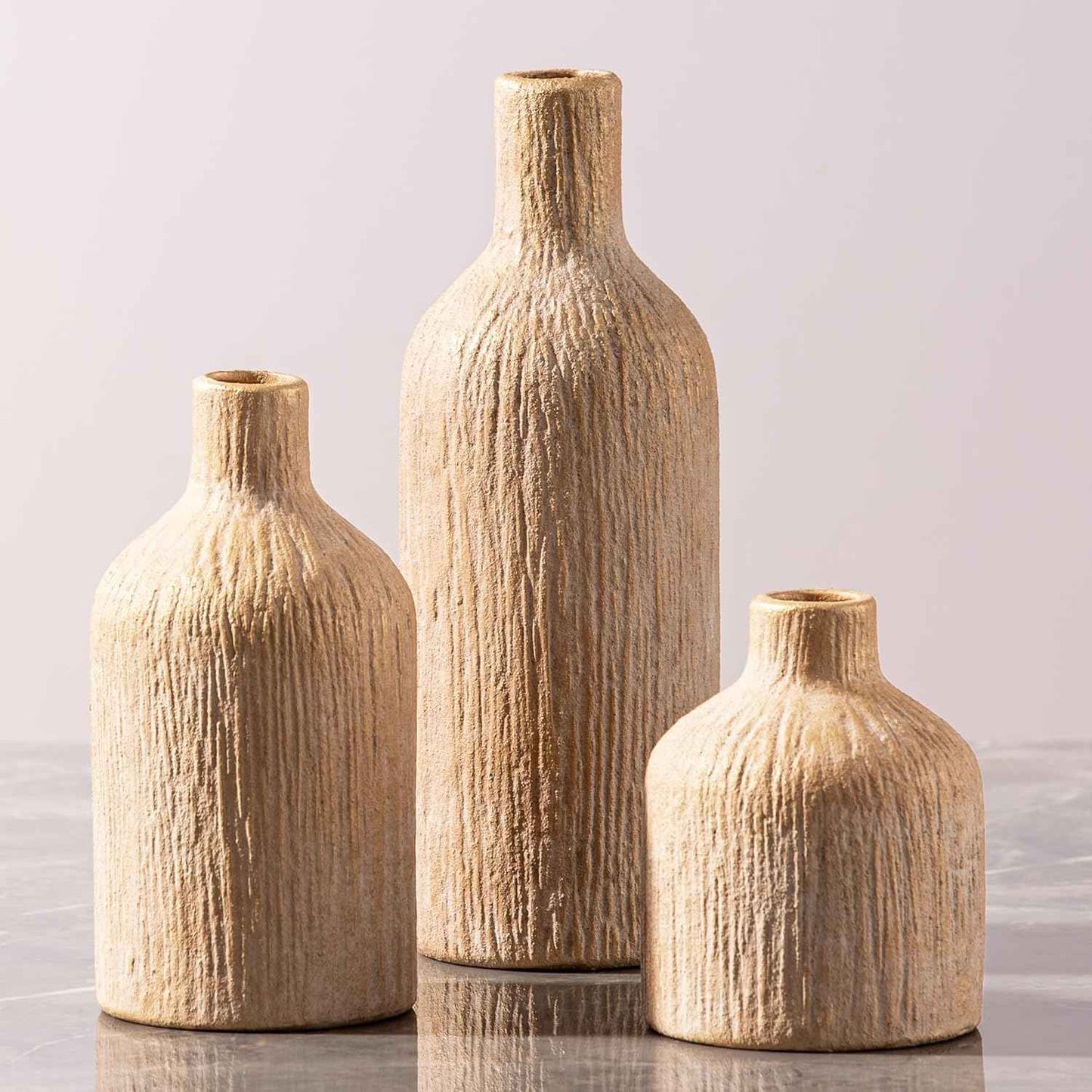 Ceramic Vase Home Table Decor - White Flower Vase Set of 3 Living Room Kitchen Decorations Farmhouse Modern Rustic Vases Decorative Centerpiece for Shelf Bedroom Office Bathroom Dining Coffee Desk