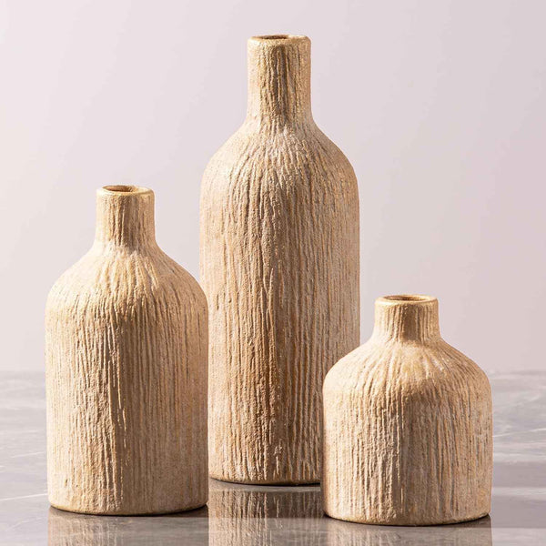 Ceramic Vase Home Table Decor - White Flower Vase Set of 3 Living Room Kitchen Decorations Farmhouse Modern Rustic Vases Decorative Centerpiece for Shelf Bedroom Office Bathroom Dining Coffee Desk