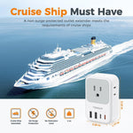 TESSAN USB C Charger Block 20W PD, Fast Charging Adapter with Foldable Plug, 1875W Power Outlet Extender(4 AC and 4 USB) for Cruise, Home, Office, Dorm Room Essentials, Grey