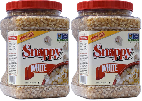 Snappy White Popcorn, 4 Pounds, Kernels, Non-GMO, Gluten Free, High Fiber Snack