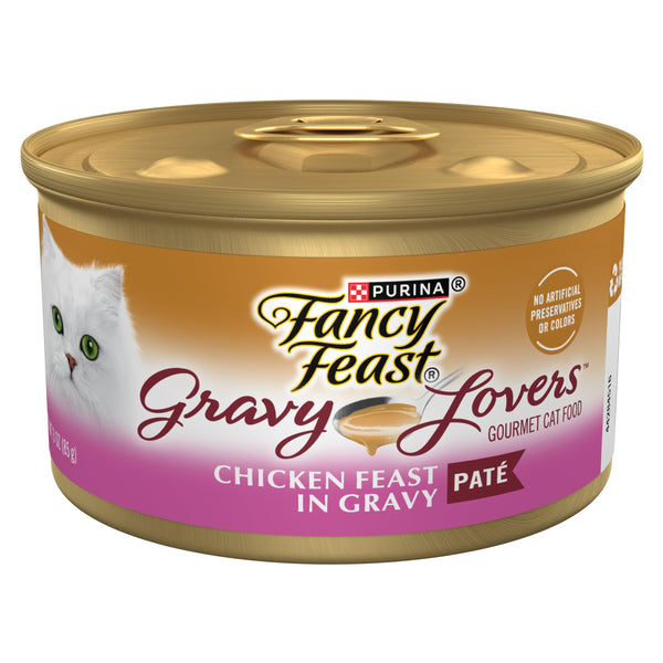 fancy feast gravy lovers chicken feast pate in 3 oz cans for adult cats (pack of 24)