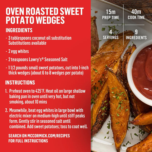 Lawry's 25% Less Sodium Seasoned Salt, 8 oz, Kosher Certified, No MSG Added, All-Purpose Seasoning for Beef, Pork, or Poultry