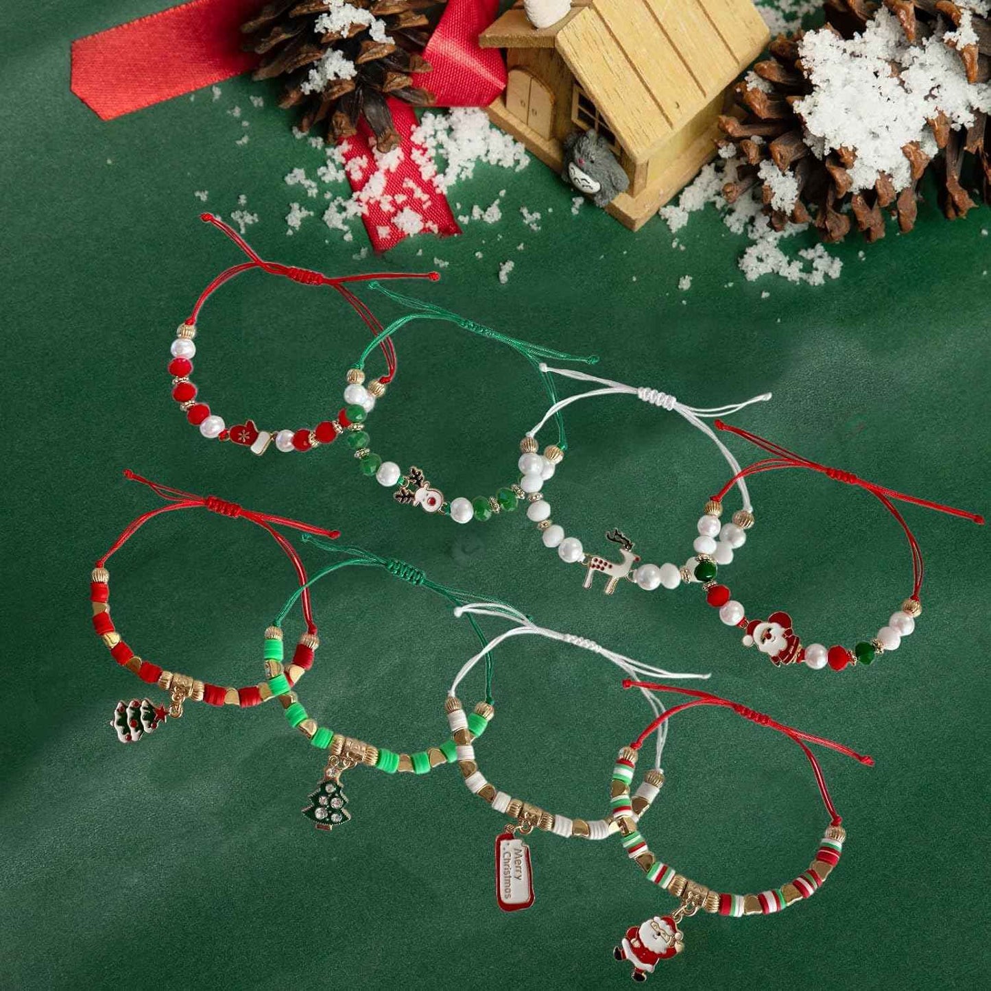 Bovemee 8pcs Christmas Bracelets For Women Gifts Merry Christmas In July Decorations Holiday Party Favors Stocking Stuffers Crafts Jewelry Bracelet
