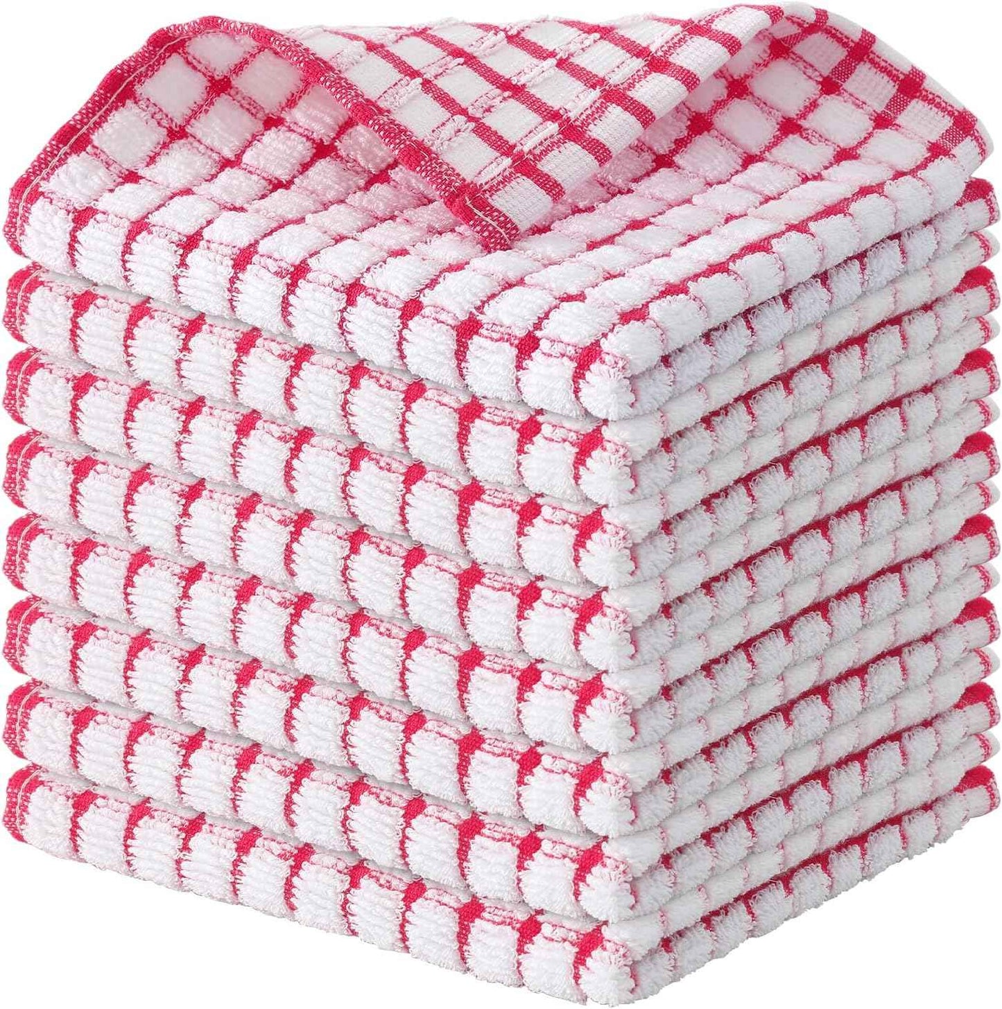 Kitinjoy Cotton 8 Pack Terry Kitchen Dish Cloths, 12 x 12 Inches Super Soft and Absorbent Dish Rags, Quick Drying Dish Towels for Washing Dishes, Mixed Color