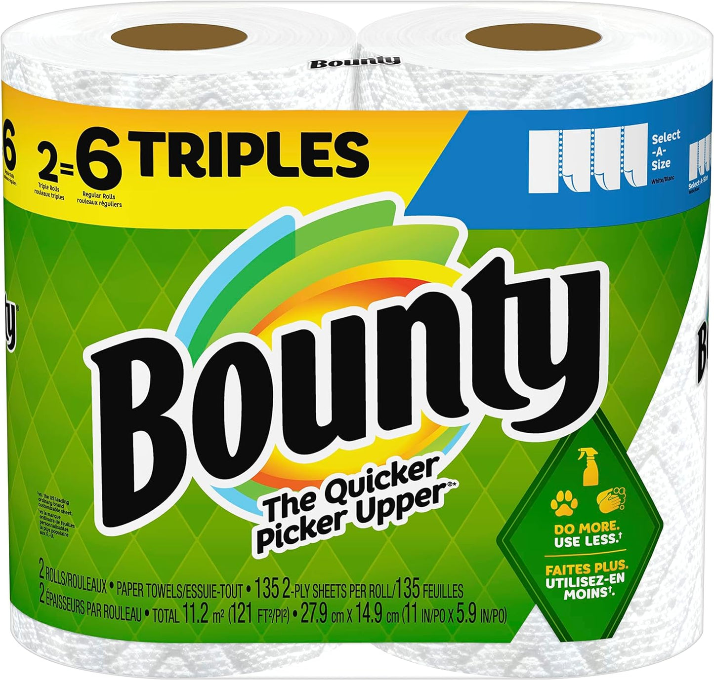 Bounty Select-A-Size Paper Towels, White, 8 Triple Rolls = 24 Regular Rolls