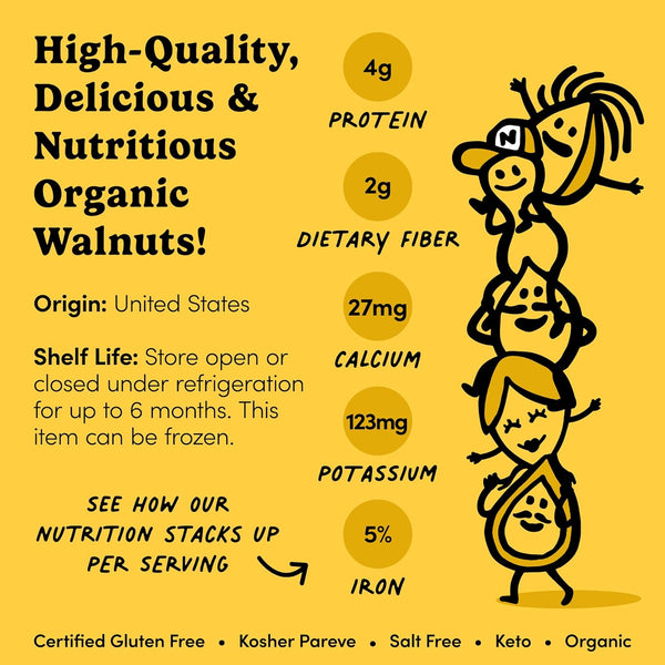 Organic English Walnuts, 2 Pound Bag, Raw, No Shell, Vegan, Gluten-Free, Kosher Pareve
