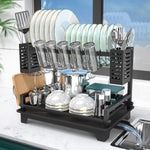 Large capacity 2-tier dish drying rack with stainless steel construction