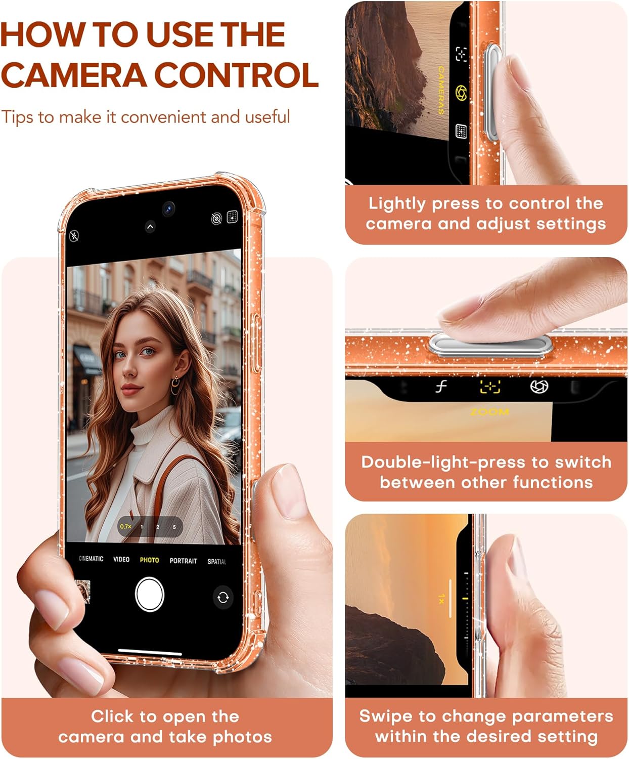 BERFY for iPhone 17 Pro Case for Women, Compatible with MagSafe, Clear Glitter Shockproof Protective Case, Anti-Yellowing, with Screen Protector & 3 Diamond Camera Lens Covers 6.3", Sparkle Clear - Rayz Mart