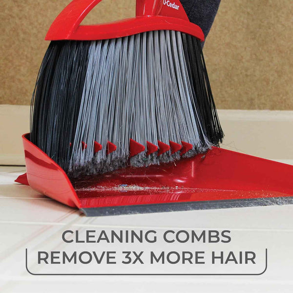 O-Cedar Pet Pro Broom with Step-On Dustpan | Quiet Pet Hair Removal Tool for Cats and Dogs