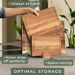 WALDWERK Acacia Wood Cutting Board Set with Stand for Kitchen