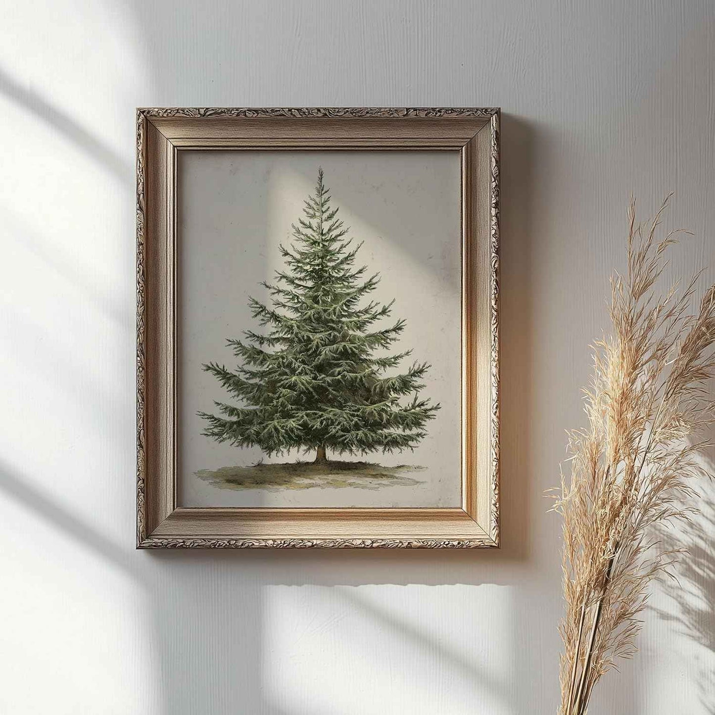 Generic Vintage Christmas Tree Print, Rustic Winter Tree Art, 8x10 inch Unframed