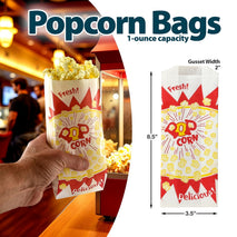 1 oz. Popcorn Bags, Burst Design, 1000 per Case, Made in USA