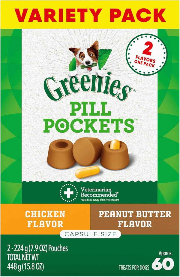Greenies Pill Pockets for Dogs Large Size, Soft Dog Treats, Chicken Flavor, 15.8 oz. Pouch (60 Treats)