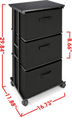 MAX Houser 3-Drawer Dresser Storage Tower for Bedroom, Closet, Office, Black