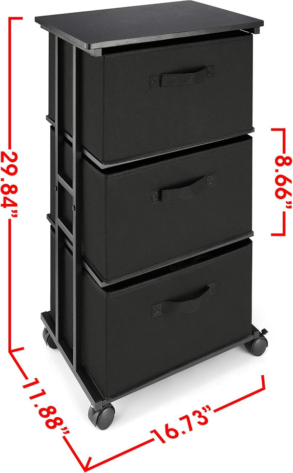 MAX Houser 3-Drawer Dresser Storage Tower for Bedroom, Closet, Office, Black