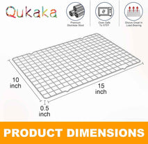 2PCS Cooling Racks for Cooking and Baking - 10" x 15"Heavy Duty Stainless Steel Wire Rack for Baking, Grilling, Roasting - Oven & Dishwasher Safe - Fits Jelly Roll Sheet Pan-Silver