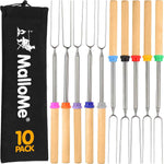 MalloMe Smores Sticks for Fire Pit Long - Marshmallow Roasting Sticks Smores Kit - Smore Skewers Hot Dog Fork Campfire Cooking Equipment, Camping Essentials S'mores Gear Outdoor Accessories 32" 5 Pack