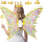maysida Electric Fairy Wings for Girls, Light Up Moving Butterfly Wings with LED Lights and Music, Toy for Kids as Halloween Valentine Birthday Christmas Party Costume Princess Cosplay Dress Up Gift