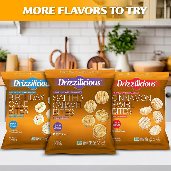 Drizzilicious Mini Rice Cakes Variety Pack, 12 Count, 0.74 oz Each