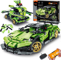 IQKidz STEM Building Blocks Kit for Kids - 2 in 1 Remote Control Race Car and Robot Toy, Great Gift for Boys, Teens Age 6 7 8-12+ Year Old Who Love Engineering and RC Sports Car Toys