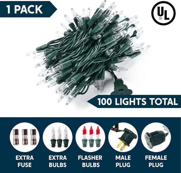 Joiedomi 100-count mini warm white fairy lights, 19.4 FT green wire string lights for patio, dorm, classroom, bedroom, holiday, party, garland, birthday, festival decoration