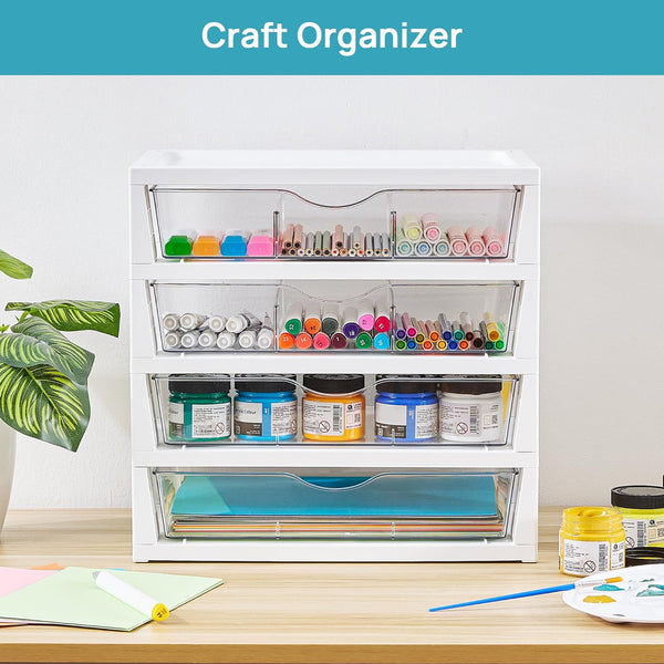 4-Tier Clear Desk Organizer for Office Supplies and Storage