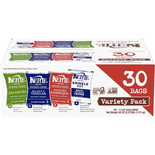 Kettle Brand Potato Chips Variety Pack, 20 Count, 1 Oz Bags
