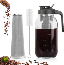 64 oz Mason Jar Pitcher with Stainless Steel Filter for Iced Coffee and Tea