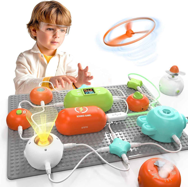 Science kits for kids, electronics exploration, 35 circuit parts, STEM educational toy gifts for ages 3-12