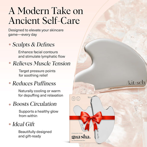 kitsch stainless steel gua sha facial tools 100% stainless steel silver