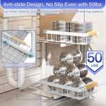 ADBIU Under Sink Organizer, 2 Pack 2 Tier Expandable Height (White, Large Size)