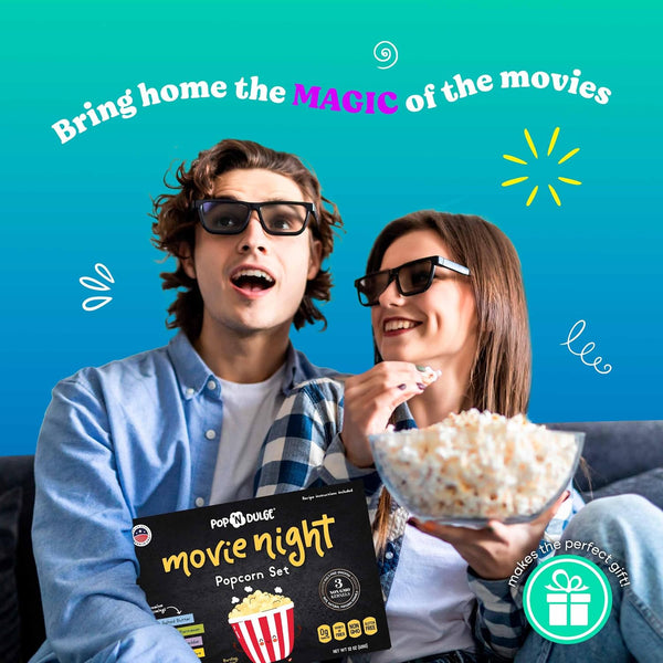 Pop n' Dulge Popcorn Movie Night Supplies 16-piece Gift Set