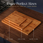 Carbonized Bamboo 3-Piece Cutting Board Set for Kitchen