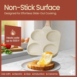 4-Cup Nonstick Frying Egg Pan White Marble, Granite Pancake Pan, PFOS & PFOA Free, Die-Cast Aluminum with Heat-Resistant Handle, 500°F Stove-Safe, Compatible with Induction, Gas & Electric Cooktops