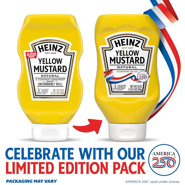 Heinz Yellow Mustard - 20 oz Bottle - Thick, Tangy Flavor, Kosher, SNAP Eligible
