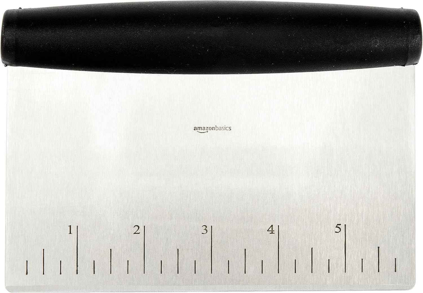 Amazon Basics Multi-Purpose Stainless Steel Scraper/Chopper with Contoured Grip, 6", Black, Silver