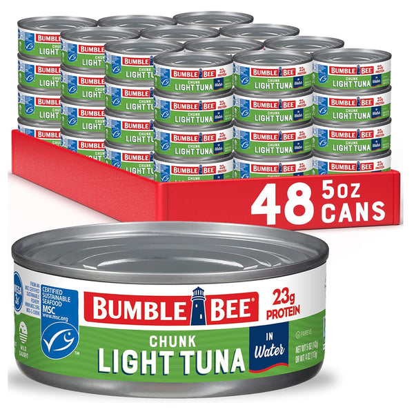 Bumble Bee Wild Caught Skipjack Tuna In Water, 5 oz Cans (Pack of 24) - Low Carb, Gluten Free, Kosher
