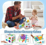 EPOGG 6 in 1 Montessori Toys for Babies 6-12 Months Up - Incl Pull String Toy, Stacking Cups, Tissue Box, Suction Cup Spinner, Stacking Blocks,Activity Cube, Baby Toys for 1 2 3 Year Old
