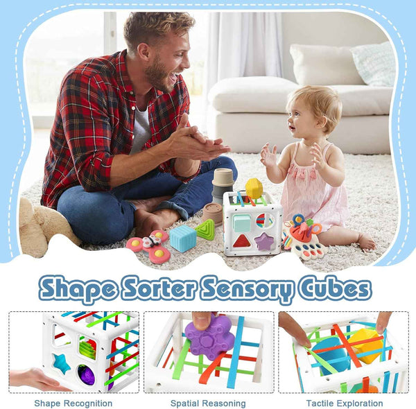EPOGG 6-in-1 Montessori toys for babies 6-12 months, includes pull string toy, stacking cups, and more
