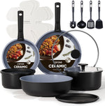 19-piece ceramic cookware set with non-stick coating and induction compatibility