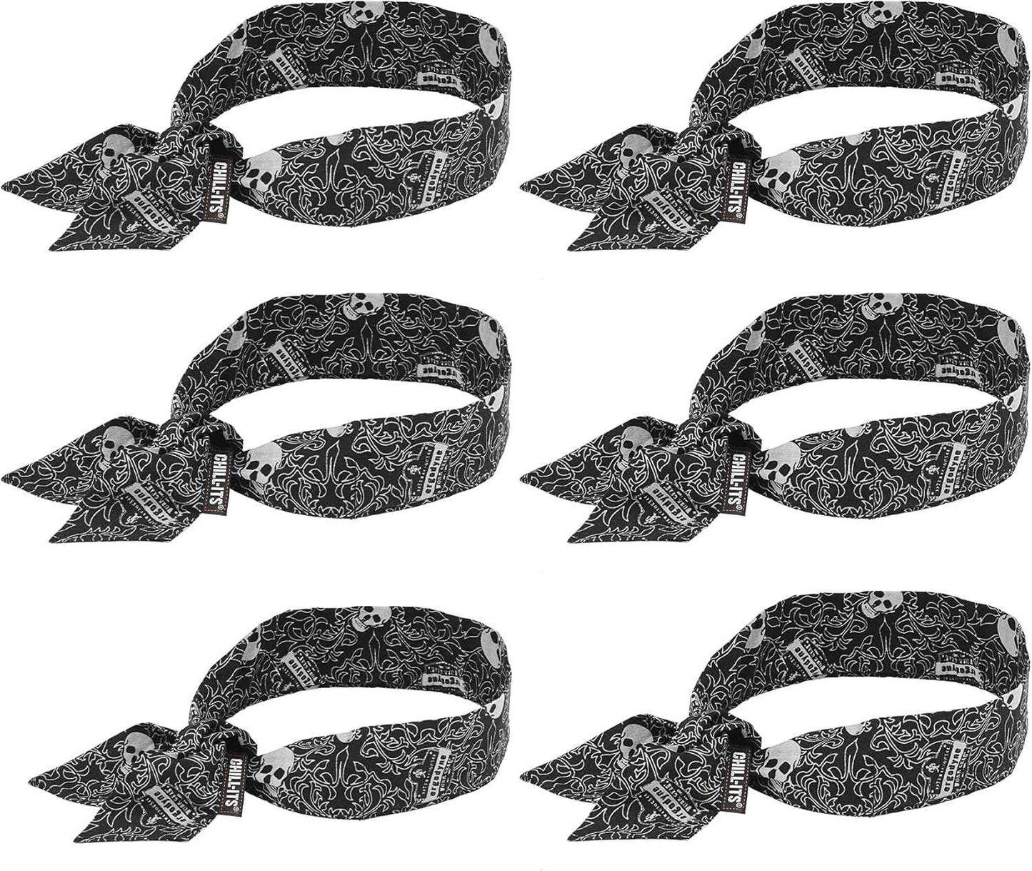 Ergodyne Chill Its 6700 Cooling Bandana, Evaporative Polymer Crystals for Cooling Relief, Tie for Adjustable Fit, Blue