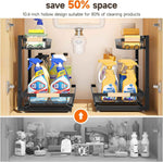 2 packs under sink organizer, 2026 upgrade, height adjustable, 2 tier, multi-purpose storage shelf