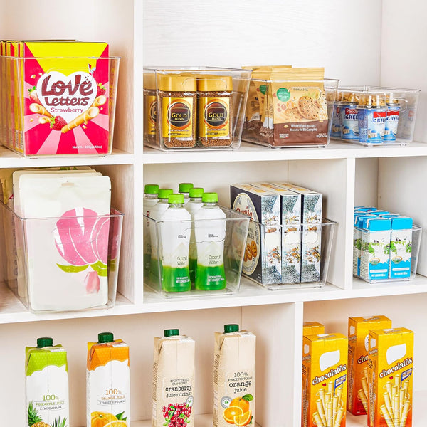 Clear Pantry Organizer Bins for Kitchen and Bathroom Storage
