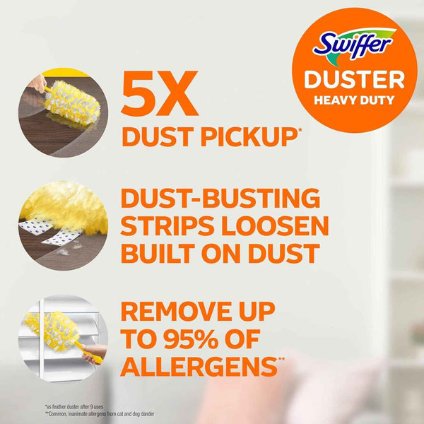 Swiffer Heavy Duty Disposable Duster Refills for Dusting Furniture, Blinds, Ceiling Fans, Unscented, 11ct