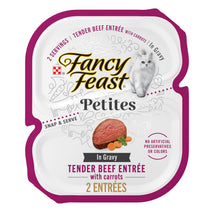 purina fancy feast petites tender beef entree with carrots in gravy gourmet wet cat food (pack of 12) 2.8 oz. tubs