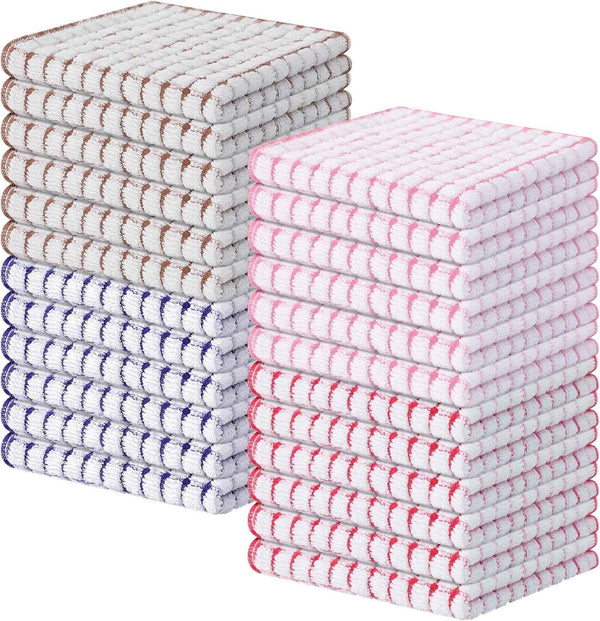 Kitinjoy Cotton 8 Pack Terry Kitchen Dish Cloths, 12 x 12 Inches Super Soft and Absorbent Dish Rags, Quick Drying Dish Towels for Washing Dishes, Mixed Color